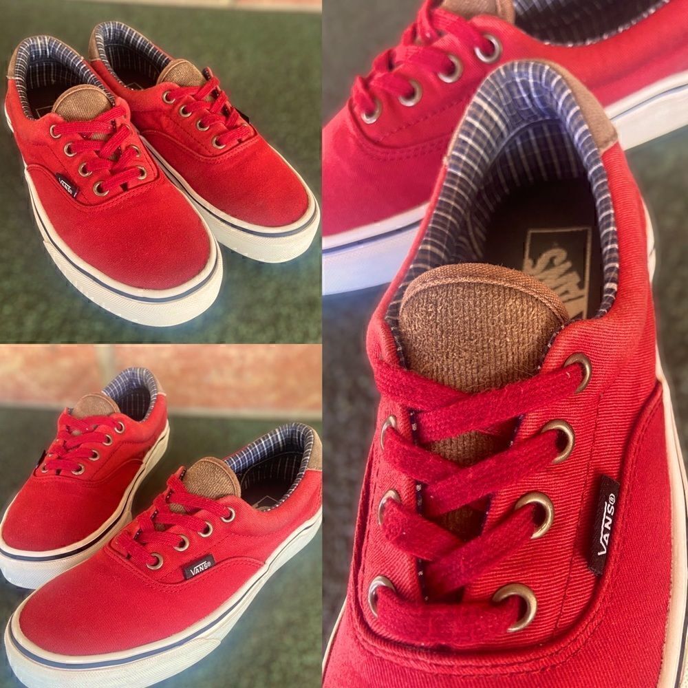 Vans ERA 59 (Cord&Plaid) Red Dahlia Skate Shoes